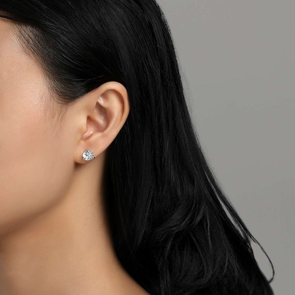 Lafonn-4 Carat Simulated Diamonds, Sterling Silver, Platinum Stud Earrings