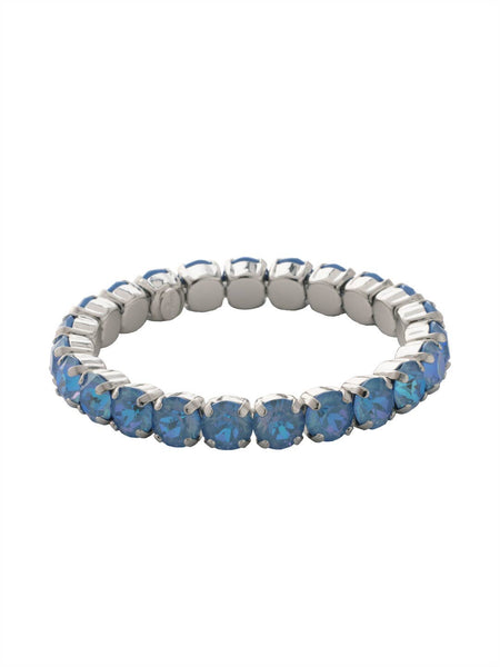 Sorrelli-Ocean Blue Crystal and Palladium Silver Stretch Bracelet
