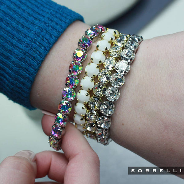 Sorrelli-Clear Crystal and Palladium Silver Stretch Bracelet