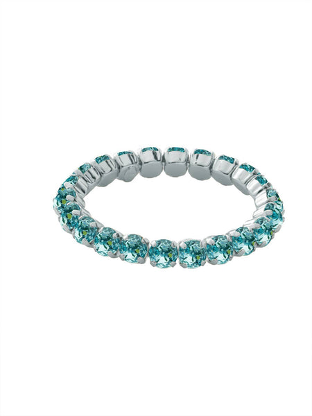Sorrelli-Aqua Blue Crystal and Palladium Silver Stretch Bracelet