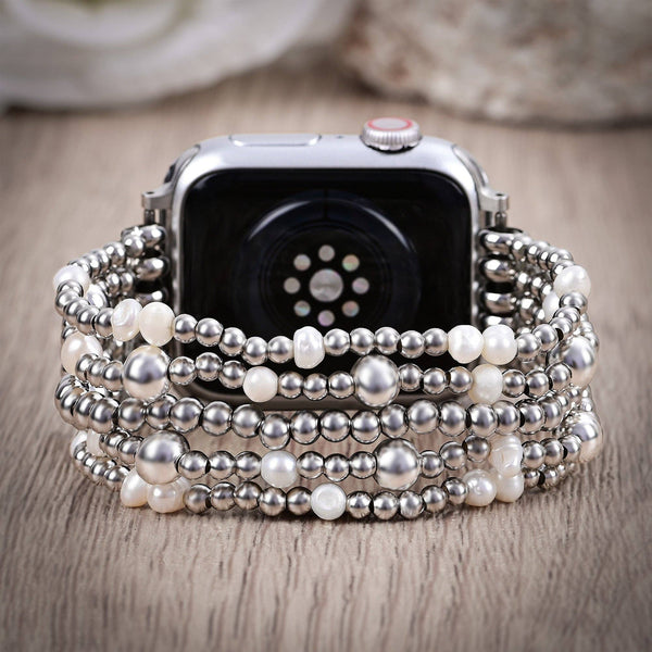Shimmering Pearl Stretch Apple Watch Strap