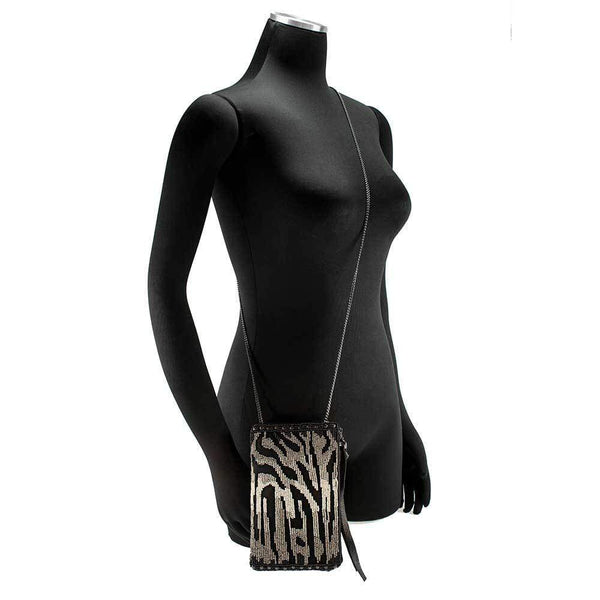 Mary Frances-All About The Zebra Beaded Crossbody Phone Bag