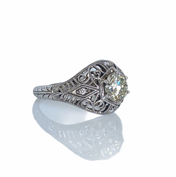 1 Carat Diamond Engagement 14K White Gold Ring