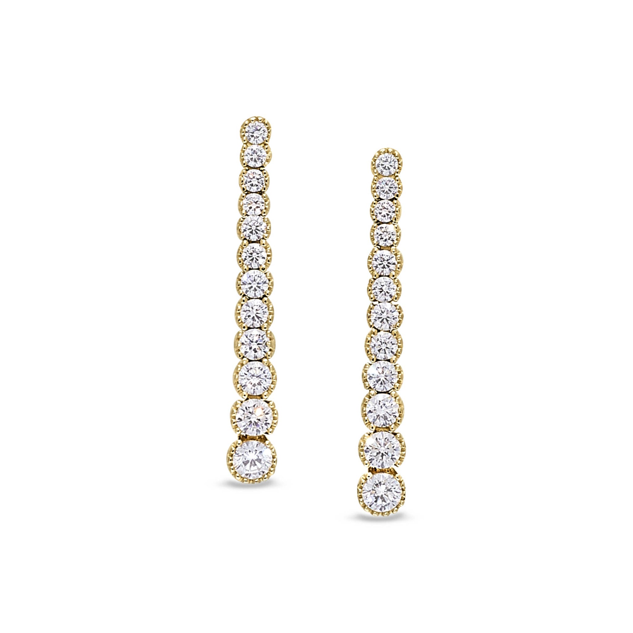 Kelly Waters-Gold Finish Sterling Silver Micropave Drop Earrings