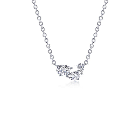 Lafonn-1.61 CTW Three-Stone Necklace Simulated Diamonds, Sterling Silver, Platinum Pendant