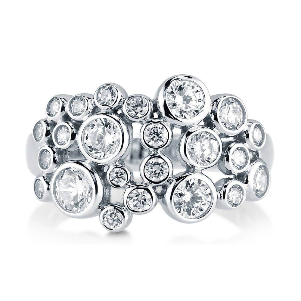 Silver Bubble CZ Cocktail Fashion Ring