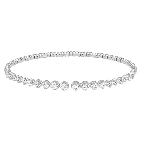 Kelly Waters-Platinum Finish, Sterling Silver Open Top Flexible Bracelet