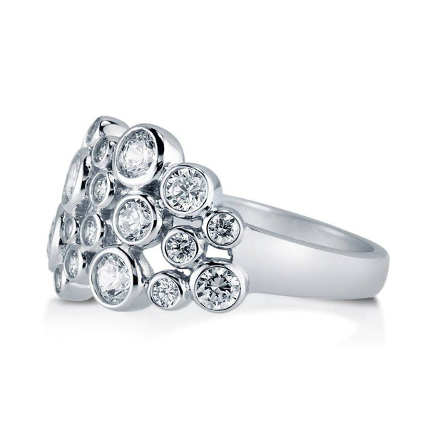 Silver Bubble CZ Cocktail Fashion Ring