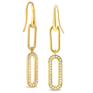 Kelly Waters-Gold Finish Sterling Silver Micropave Paper Clip Earrings