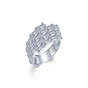 Lafonn-5.80 CTW Stunning Baguette Simulated Diamond, Sterling, Platinum Ring