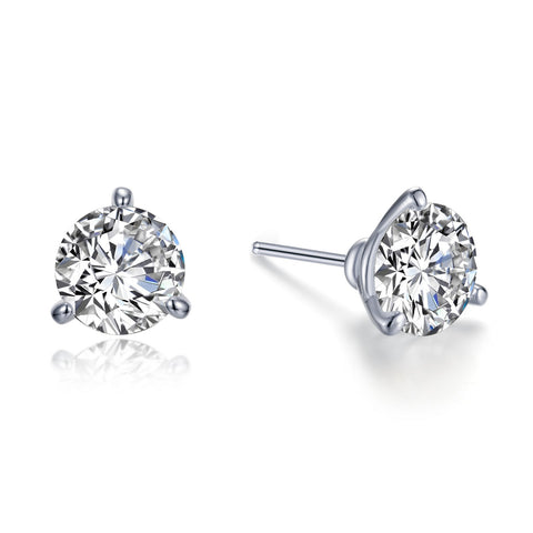 Lafonn-4 Carat Simulated Diamonds, Sterling Silver, Platinum Stud Earrings