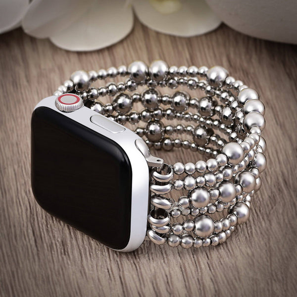 Platinum Demure Stretch Apple Watch Strap