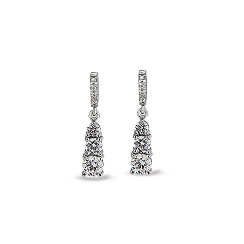 Kelly Waters-Platinum Finish Sterling Silver Micropave 3 Stone