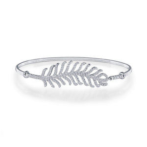 Lafonn-2.76 Carat Simulated Diamonds, Sterling Silver, Platinum Feather Bracelet