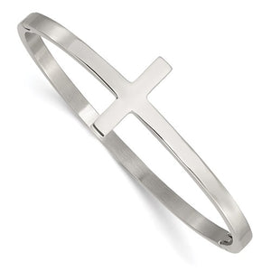 Polished Cross Hinged Bangle