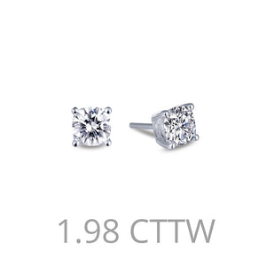 Lafonn-1.98 Carat Simulated Diamonds, Sterling Silver, Platinum Stud Earrings