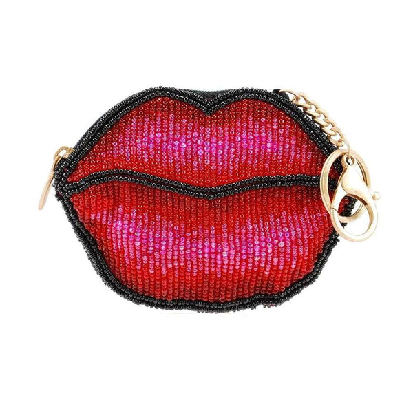 Mary Frances-Pucker Up Beaded Lips Coin Purse/Key Fob