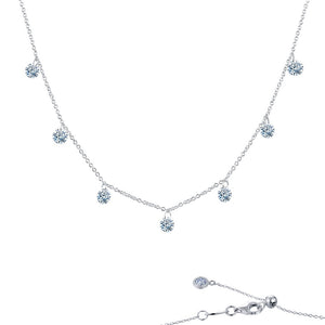 Lafonn-1.75 Carat Simulated Diamond, Sterling Silver, Platinum, Ribbon Dangle Necklace