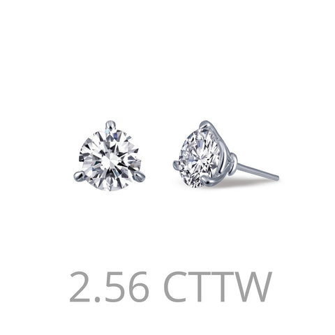Lafonn-2.56 Carat Simulated Diamonds, Sterling Silver, Platinum Martini Stud Earrings