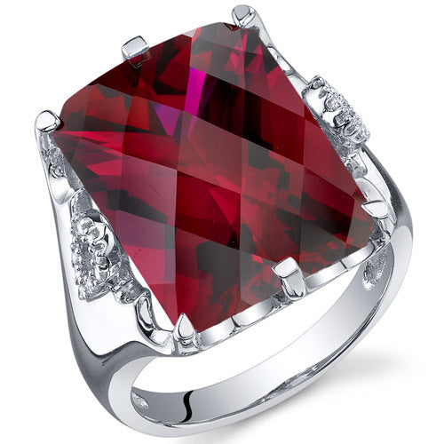 Royal Marvel 16.00 Carats Radiant Cut Ruby Sterling Silver Ring
