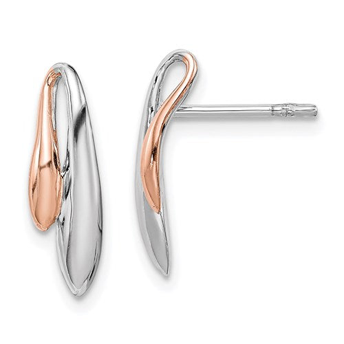 Sterling Silver,Rose Gold-Plated Post Earrings