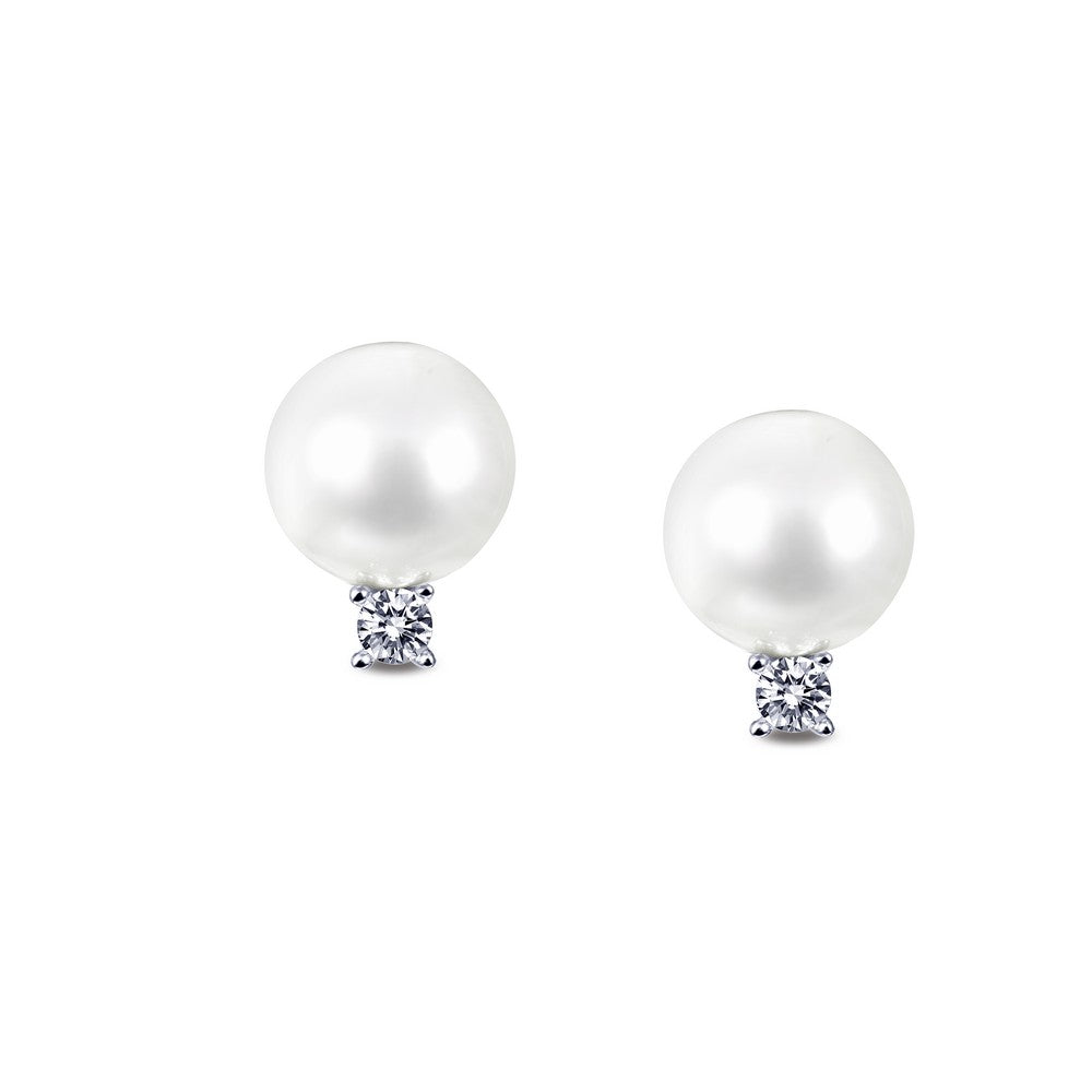 Lafonn-.16 Carat Simulated Diamonds, Cultured Freshwater Pearls, Sterling Silver, Platinum