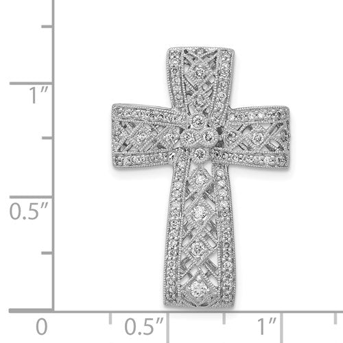 .56 Carat Diamond, 14K White Gold, Filigree Cross
