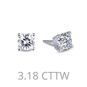 Lafonn-3.18 Carat Simulated Diamonds, Sterling Silver, Platinum Stud Earrings