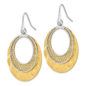 Sterling Silver Yellow And White D/C Scratch-Finish Earrings