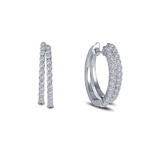 Lafonn-1.44 Carat Simulated Diamonds, Sterling, Platium. Oval Double Hoop Earrings