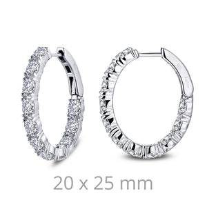 Lafonn-4.4 Carat Simulated Diamonds, Sterling, Platium. Oval Double Hoop Earrings