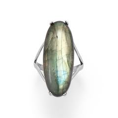 Sterling Silver & Large Oval Labradorite Ring