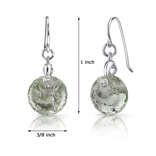 Sterling Silver Spherical Cut 7.00 Carats Green Amethyst Fishhook Earr –  Cumbie Jewelers