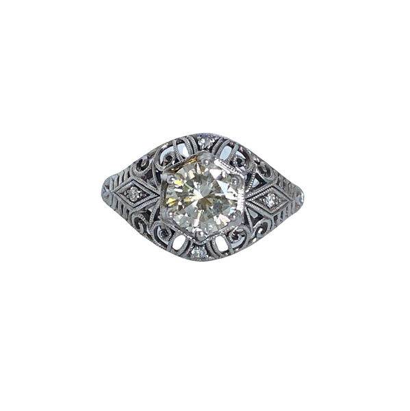 1 Carat Diamond Engagement 14K White Gold Ring