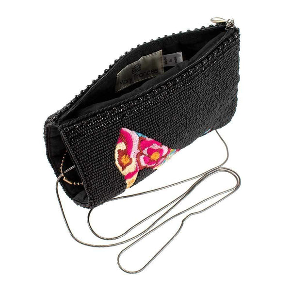 Mary Frances-In Step, Beaded Floral Embroidered High Heel Shoe Crossbody Phone Bag
