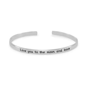 Sterling Silver Love you to the moon and back" Cuff Bracelet