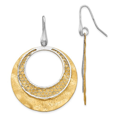 Sterling Silver Yellow And White D/C Scratch-Finish Earrings